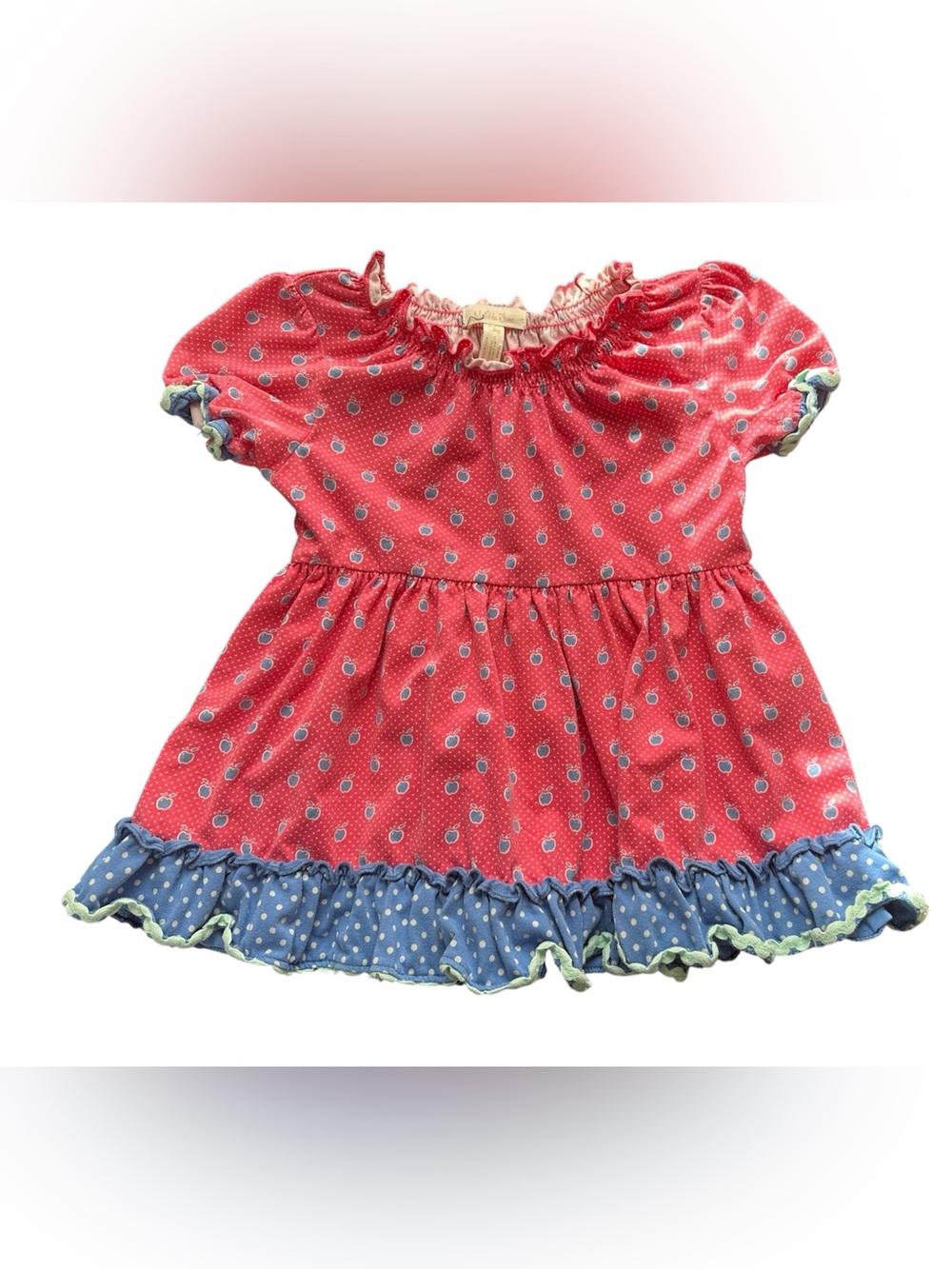 Matilda Jane Pink Dot & Blue Accent Ruffled Dress